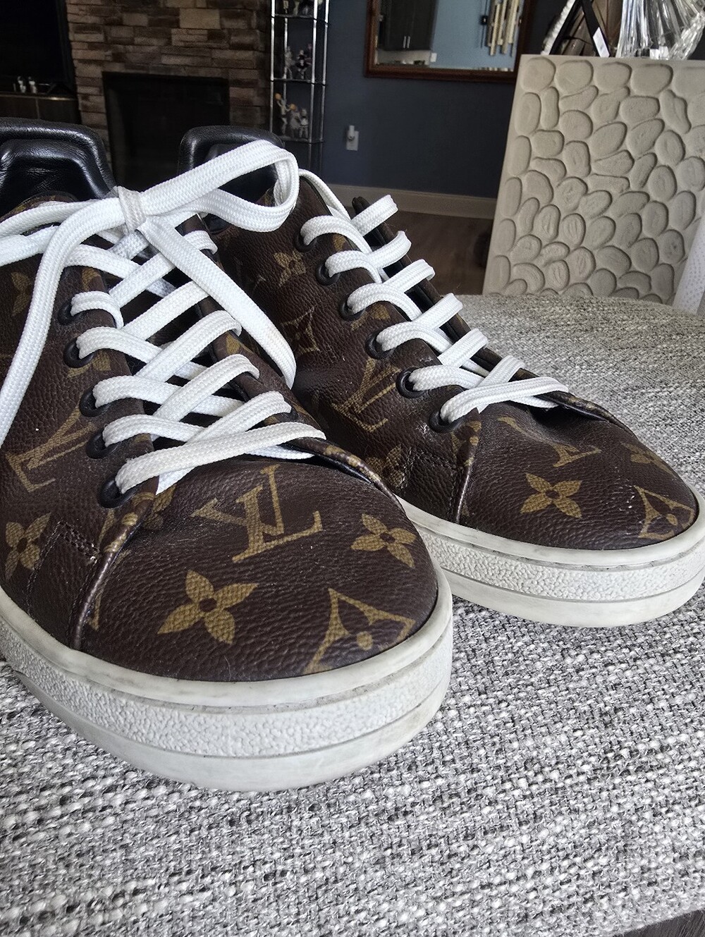 Authentic Louis Vuitton Luxury Brown Monogram Leather Men’s Sneakers